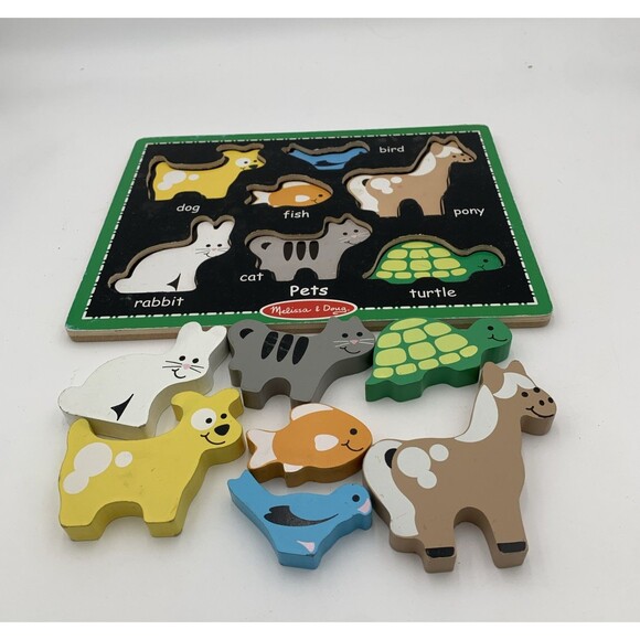 Melissa & Doug Chunky Pets Puzzle 8 Wooden Stand Up Pieces - Picture 2 of 4